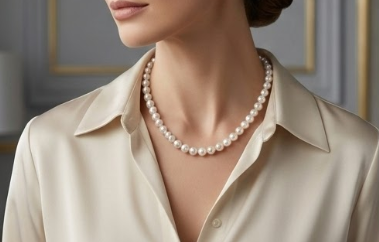 Minimalist Classic Pearl Strand Necklace – Minimalist Round Pearl Beaded Necklace for Women – Elegant Everyday Jewelry for Women