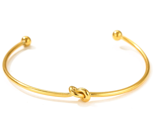Minimalist Minimalist Knot Open Cuff Bracelet – Adjustable Gold Bangle for Women – Elegant Everyday Jewelry for Women