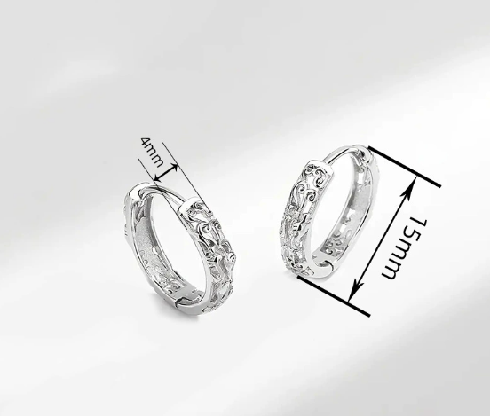 Minimalist Minimalist Engraved Hoop Earrings – Silver Textured Small Hoop Earrings for Women – Elegant Everyday Jewelry for Women