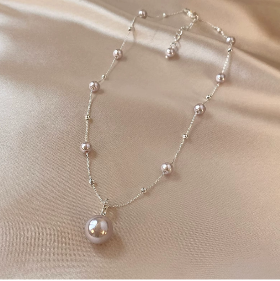 Minimalist Minimalist Pearl Chain Necklace – Beaded Pearl Pendant Necklace for Women – Elegant Everyday Jewelry for Women