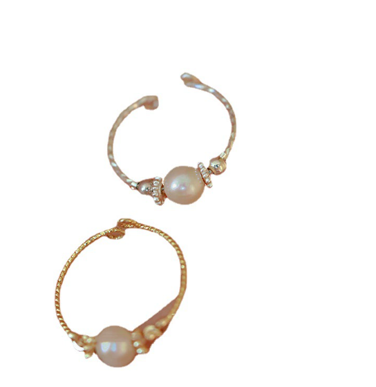 Minimalist Minimalist Pearl Open Ring – Adjustable Gold Plated Ring for Women – Elegant Everyday Jewelry for Women