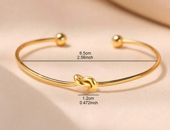 Minimalist Minimalist Knot Open Cuff Bracelet – Adjustable Gold Bangle for Women – Elegant Everyday Jewelry for Women