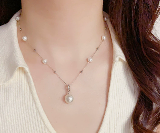 Beaded Pearl Chain Necklace