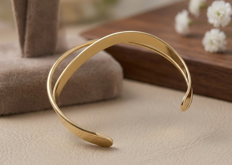 Minimalist Minimalist Gold Open Cuff Bracelet – Adjustable Elegant Bangle for Women – Elegant Everyday Jewelry for Women